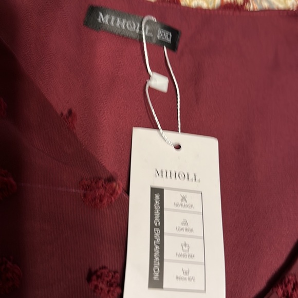 NWT XXL MIHOLL Women's V Neck Short Sleeve Ruffle Loose Summer Flowy Mini Dress - Picture 5 of 13